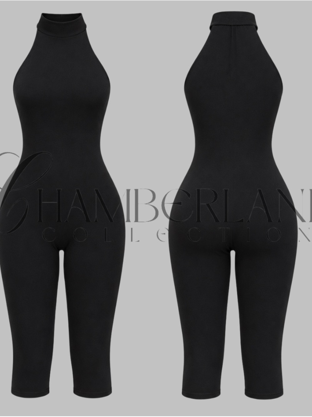 Boutique Black Halter-Neck Cropped Jumpsuit
